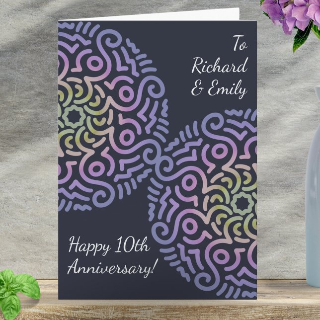Elegant Navy Blue Boho Mandala Bröllop-årsdagen Kort (Send your best wishes for a couple to celebrate another year of marriage.)