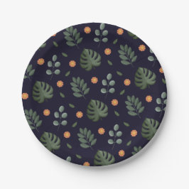 Elegant Navy Blue Botanical Floral Leaf 