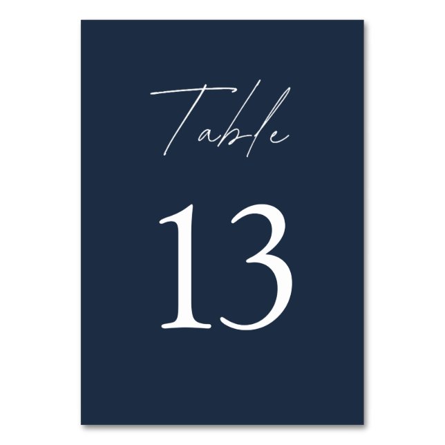 Elegant Navy Blue Bröllop Bordsnummer (Framsidan)