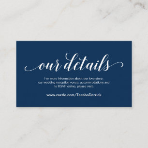 Elegant Navy Blue, Bröllop Details, Online OSA Tilläggskort