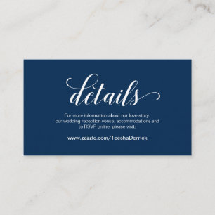 Elegant Navy Blue, Bröllop Details, Online OSA Tilläggskort