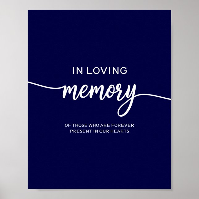 Elegant Navy Blue Bröllop Memorial Sign Poster (Framsidan)
