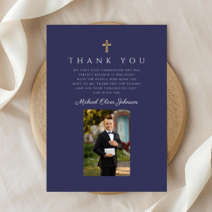 Elegant Navy Blue Catholic Boy First Communion Tack Kort