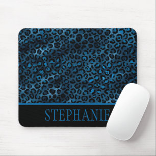 Elegant Navy Blue Cheetah Leopard Print Namn Musmatta