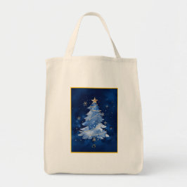 Elegant Navy Blue Christmas Tree Monogram Tygkasse