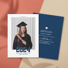 Elegant Navy Blue Class of 2024 Studenten Photo Meddelande