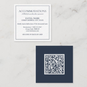 Elegant Navy Blue Classic Script QR Code Bröllop Tilläggskort