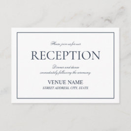 Elegant Navy Blue Classic Script Reception Tilläggskort