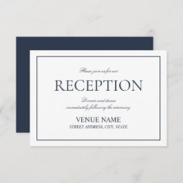 Elegant Navy Blue Classic Script Reception Tilläggskort
