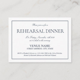 Elegant Navy Blue Classic Script Rehearsal Tilläggskort