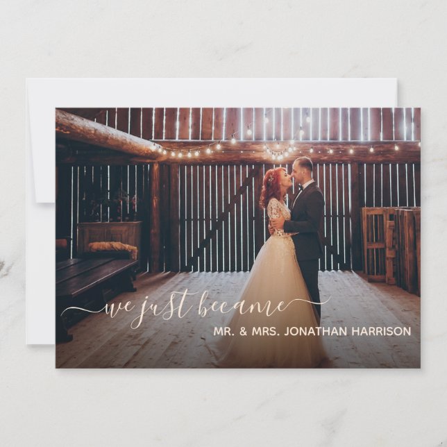 Elegant Navy Blue Coral Blommigt Photo Ny gifta Meddelande (Framsida)