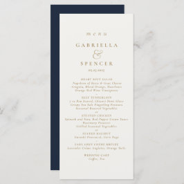 Elegant Navy Blue Cream Bröllop Menu Meny
