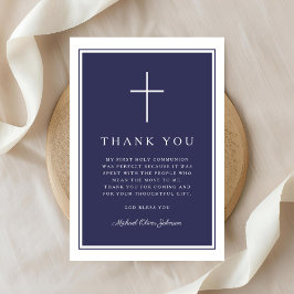 Elegant Navy Blue Cross Boy First Communion Tack Kort