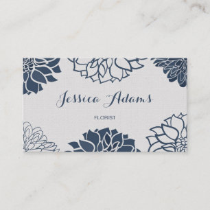 Elegant Navy Blue Dahlia Blommigt Florist Visitkort