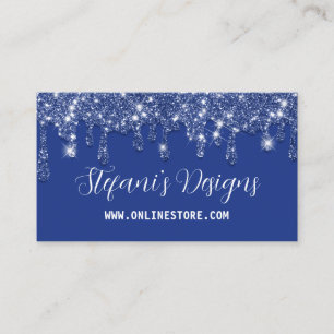 Elegant Navy Blue Faux glitter Drives Online Store Visitkort