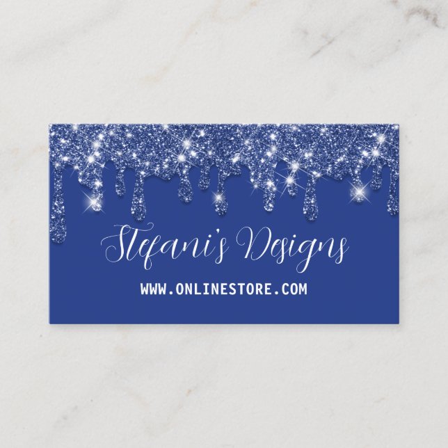 Elegant Navy Blue Faux glitter Drives Online Store Visitkort (Framsida)