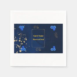 Elegant Navy Blue Floral Name Card Template Pappersservett