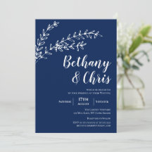 Elegant Navy Blue Foliage Minimalist Bröllop