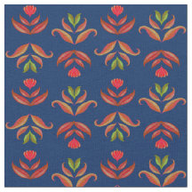 Elegant Navy Blue Folk Art Blommigt Rustic Mysigt 
