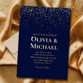 Elegant Navy Blue Gold Foil Bröllop