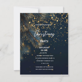 Elegant Navy Blue & Gold Glitter Party Christmas Inbjudningar