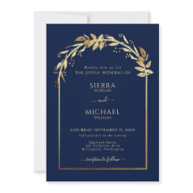 Elegant Navy Blue Golden Foliage Bröllop Arch