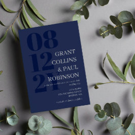 Elegant Navy Blue Grått Typography Inbjudningar