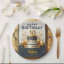Elegant Navy Blue & Guld 10:e födelsedagsfirandet
