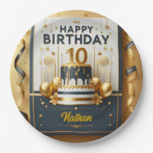 Elegant Navy Blue & Guld 10:e födelsedagsfirandet
