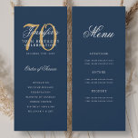 Elegant Navy Blue Guld 70th Birthday Program Menu<br><div class="desc">Elegantens "Födelsedagsfest Program"-design med en sofistikerad skripttypografi med anpassningsbar.</div>