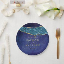 Elegant Navy Blue & Guld Agate Bröllop