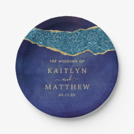 Elegant Navy Blue & Guld Agate Bröllop