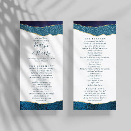 Elegant Navy Blue & Guld Agate Bröllop Program