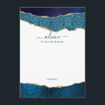 Elegant Navy Blue & Guld Agate Bröllop Rådkort<br><div class="desc">Fira i stil med dessa moderna och trendig rådgivningskort. Utformningen har en vattenfärgsblå marin blå bakgrund och guld glitter agate-bakgrund med motsvarande handskrivna teckentext. De här korten gör det möjligt för gästerna att skriva ett meddelande om råd till dig för behålla och att på flera år läsa över till komen....</div>