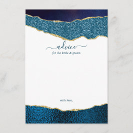 Elegant Navy Blue & Guld Agate Bröllop Rådkort