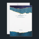 Elegant Navy Blue & Guld Agate Bröllop Rådkort<br><div class="desc">Fira i stil med dessa moderna och trendig rådgivningskort. Utformningen har en vattenfärgsblå marin blå bakgrund och guld glitter agate-bakgrund med motsvarande handskrivna teckentext. De här korten gör det möjligt för gästerna att skriva ett meddelande om råd till dig för behålla och att på flera år läsa över till komen....</div>