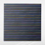 Elegant Navy Blue Guld Dubbla Linjer Kakelplatta<br><div class="desc">Den blå plattan med guld dubbla linjer Hex-koden för marinblått är #202A44.</div>
