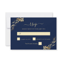 Elegant Navy Blue Guld Eucalyptus Foliage Bröllop