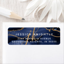 Elegant Navy Blue Guld Glitter Monogram Initialer
