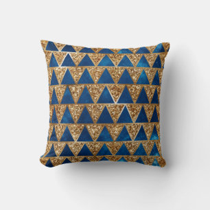 Elegant Navy Blue Guld Glitter Triangle Mönster Kudde