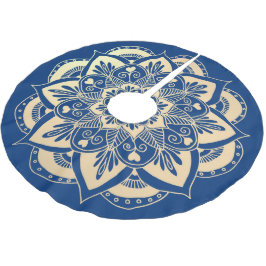 Elegant Navy Blue Guld Mandala Boho jul Julgransmatta Borstad Polyester