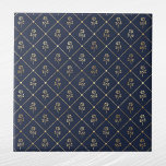 Elegant Navy Blue Guld Ro Kakelplatta<br><div class="desc">Blåplattan med guld ro. Hex-koden för marinblått är #202A44.</div>