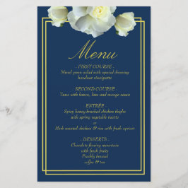 Elegant Navy Blue Guld Script Menu Dbl Ram Card