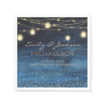 Elegant Navy Blue Guld String Ljus Lanterns