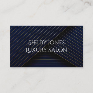 Elegant Navy Blue Guld Stripe Luxury Salon Modern Visitkort