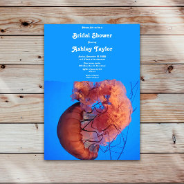 Elegant Navy Blue Jellyfish Nautical Möhippa Inbjudningar