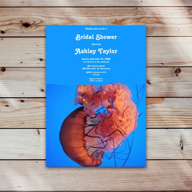 Elegant Navy Blue Jellyfish Nautical Möhippa Inbjudningar (Skapare uppladdad)