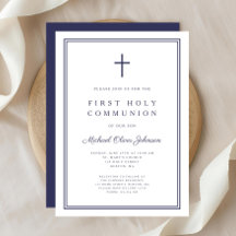 Elegant Navy Blue Kor Boy First Heliga Communion