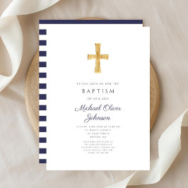 Elegant Navy Blue Kor Religiösa Boy Baptism Inbjudningar