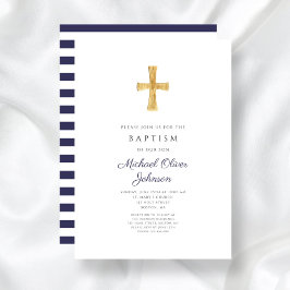 Elegant Navy Blue Kor Religiösa Boy Baptism Inbjudningar